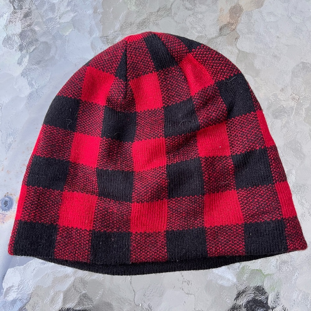 Buffalo Plaid Check Knit Skullcap Beanie Hat